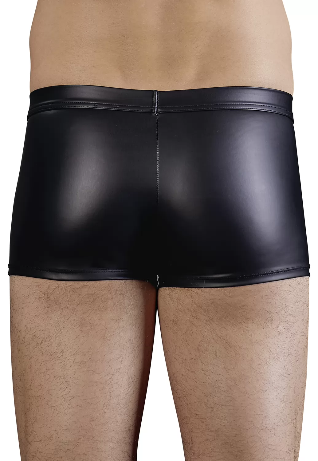 Mens brief with leather effect and zip