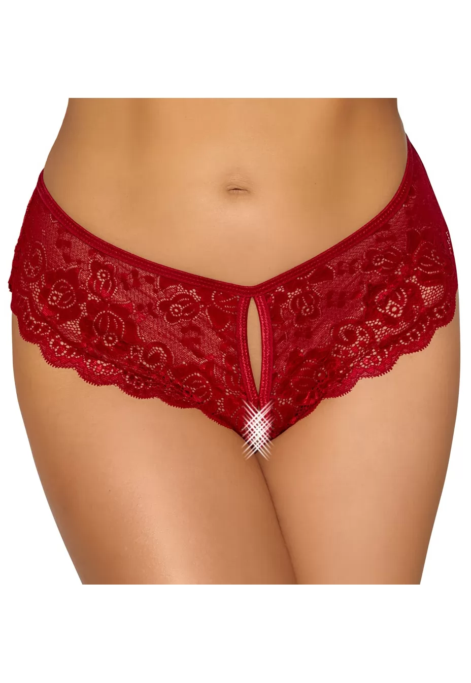 Red lace crotchless Panty