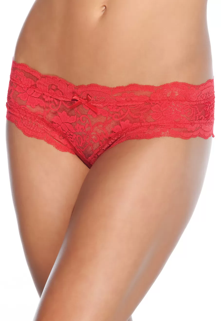 Red lace crotcheless panties