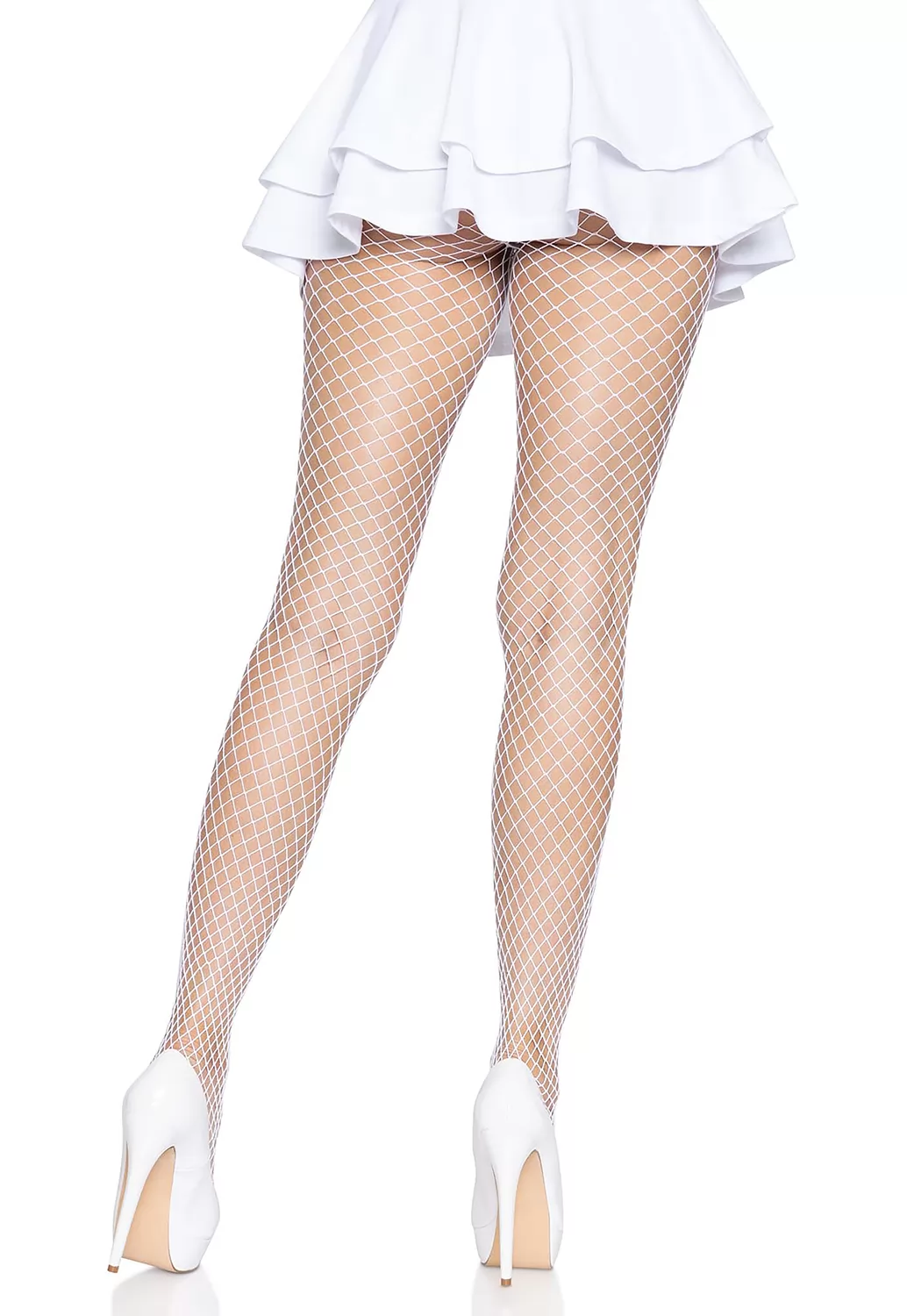 White fishnet tights