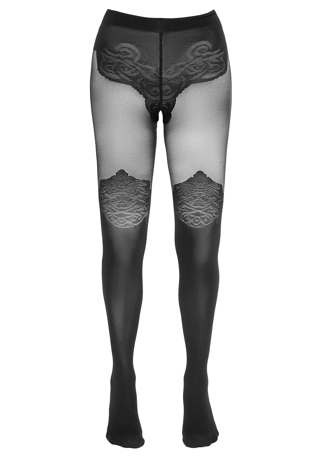 Alluring tights fake thong and lace stockings