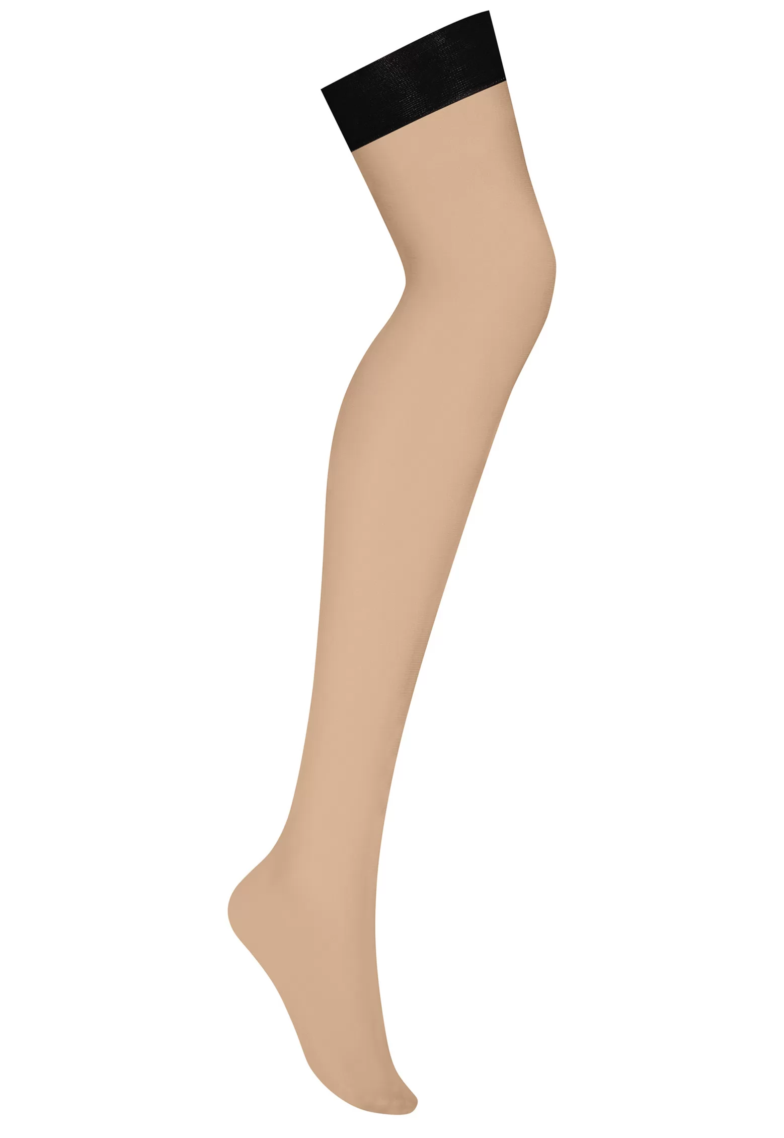 Beige stockings black garter S814