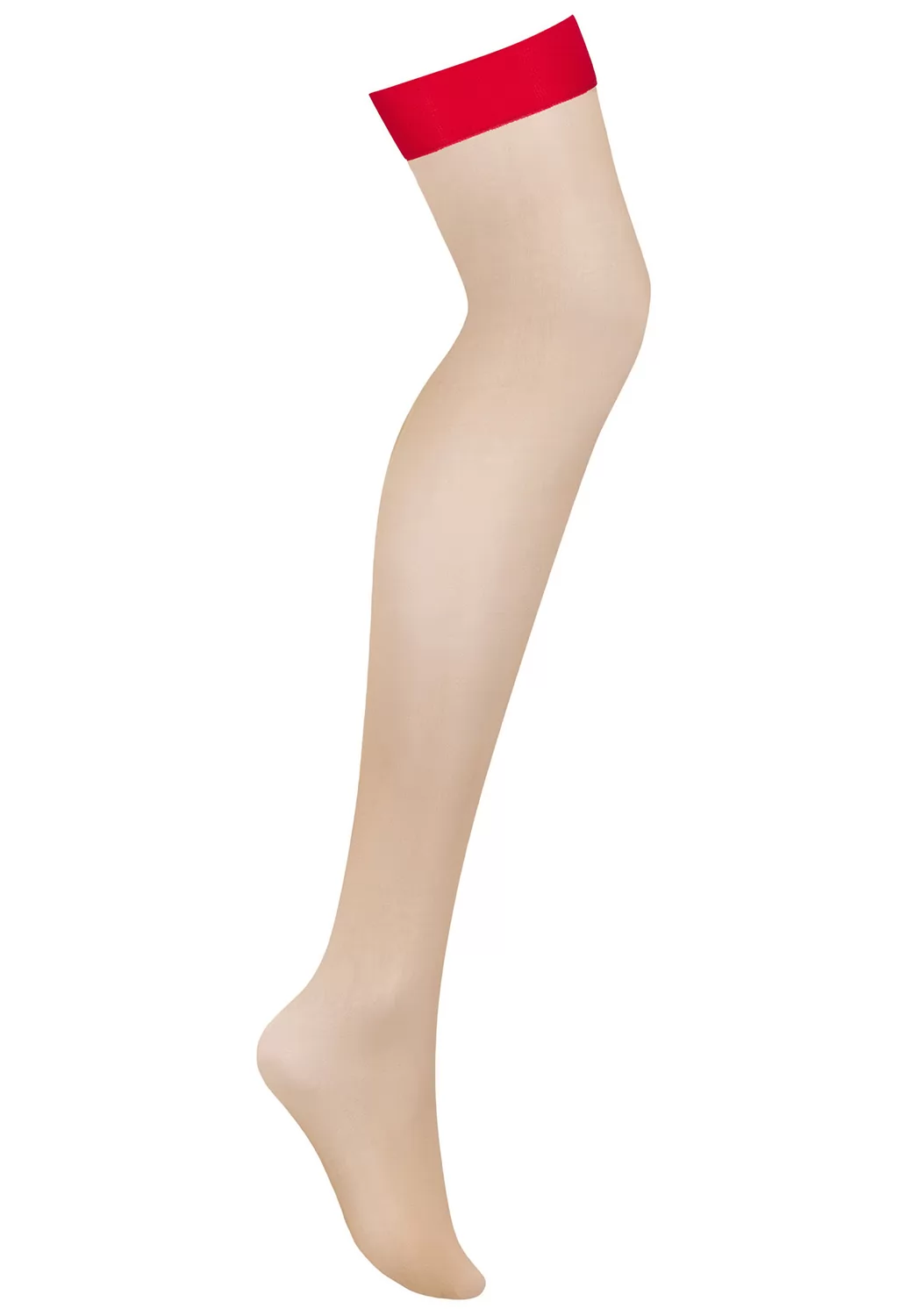 Beige stockings red garter S814