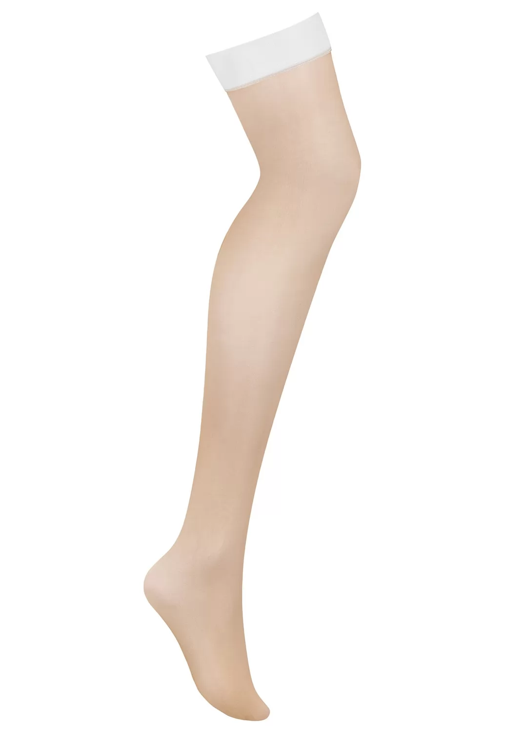 Beige stockings white garter S814