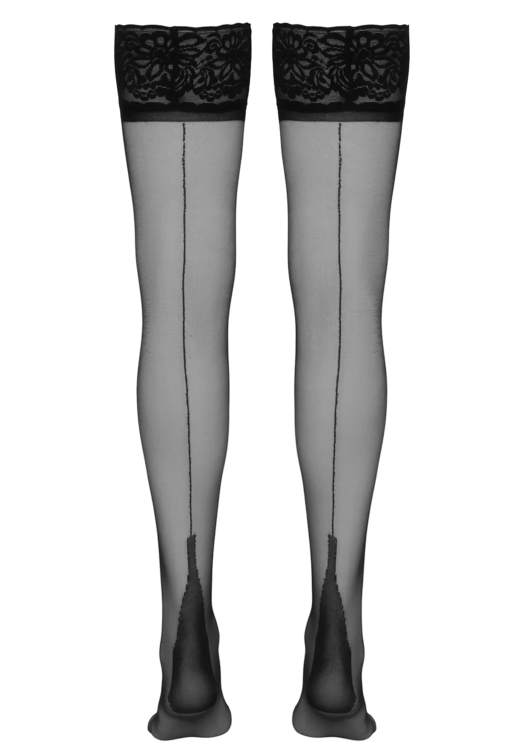 Black hold up stockings seam Cuban heel