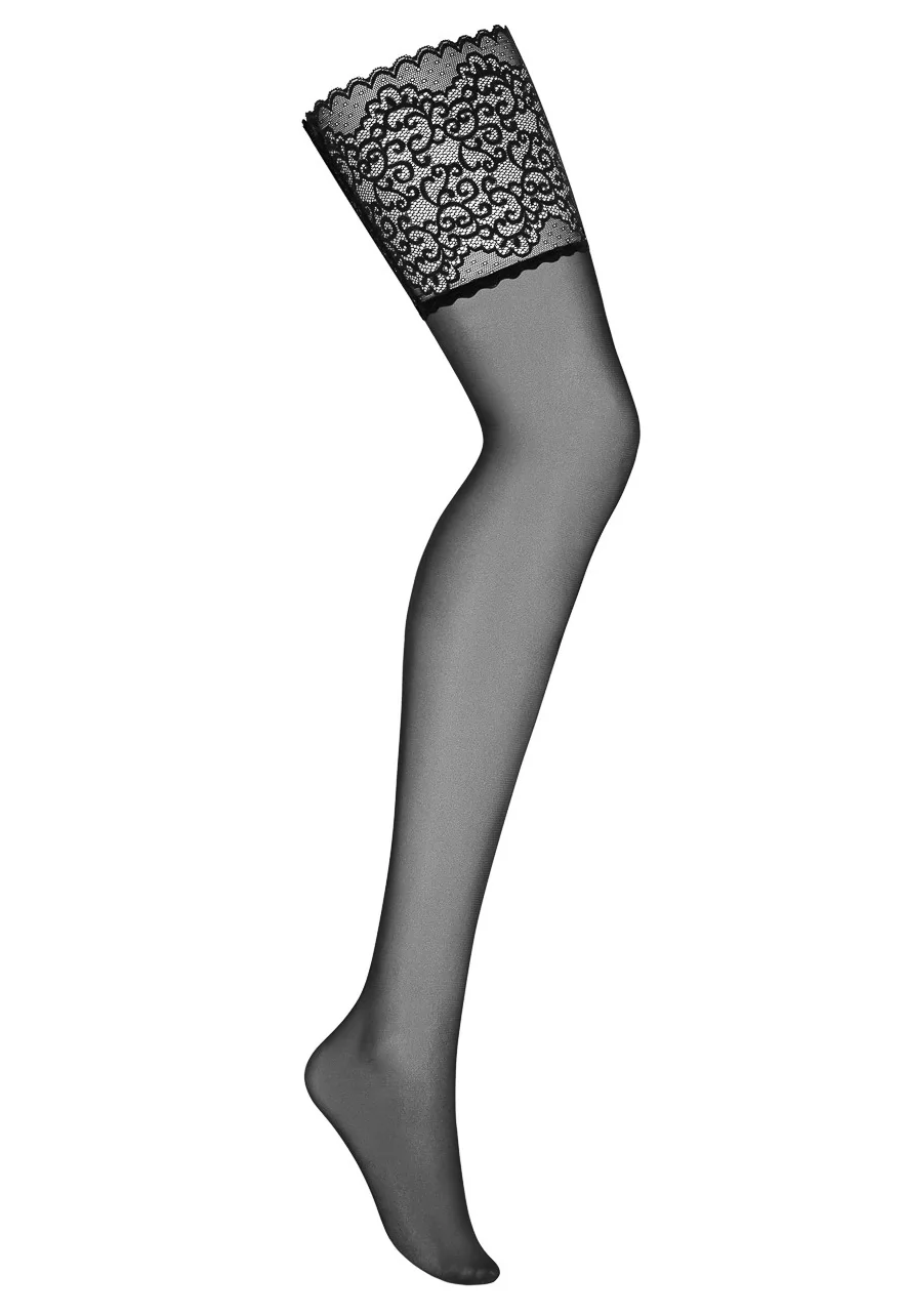 Black stockings large lace garter
