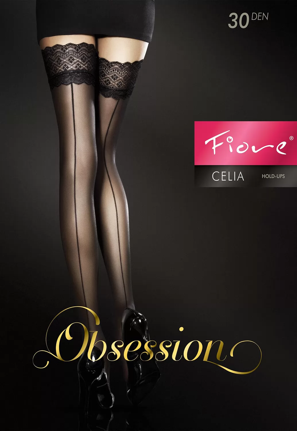 Celia hold up Stockings 30 Den Black seam