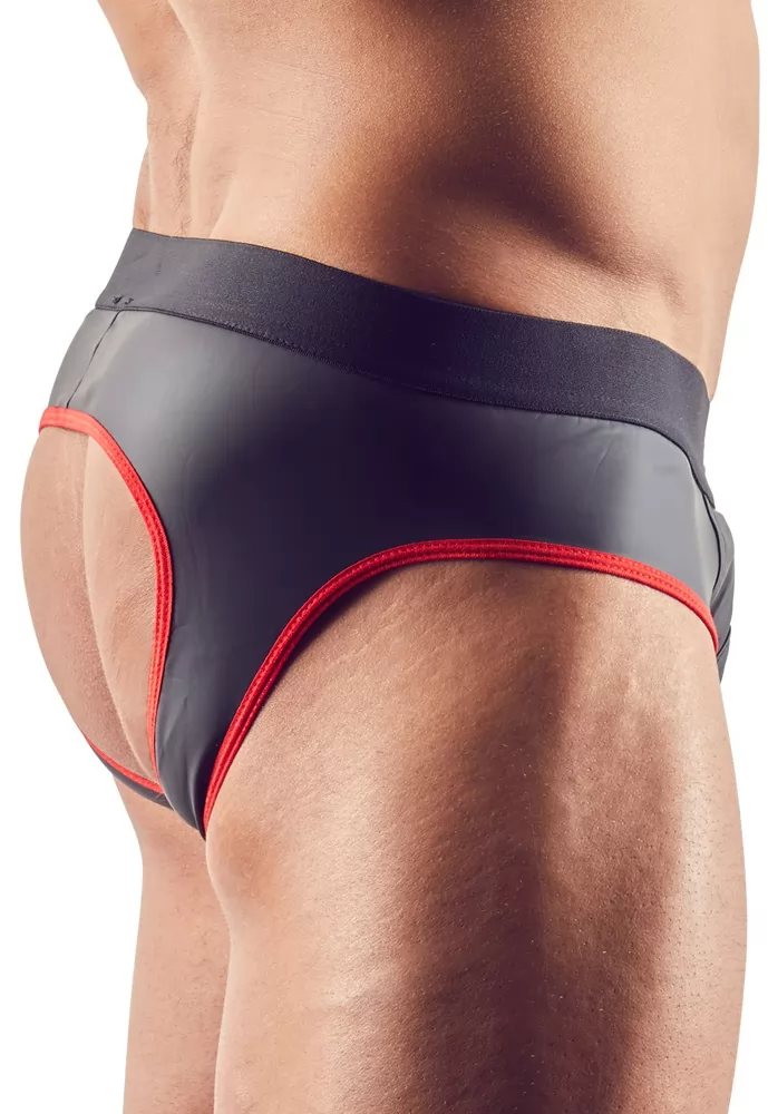 Mens jockstrap zip red trim