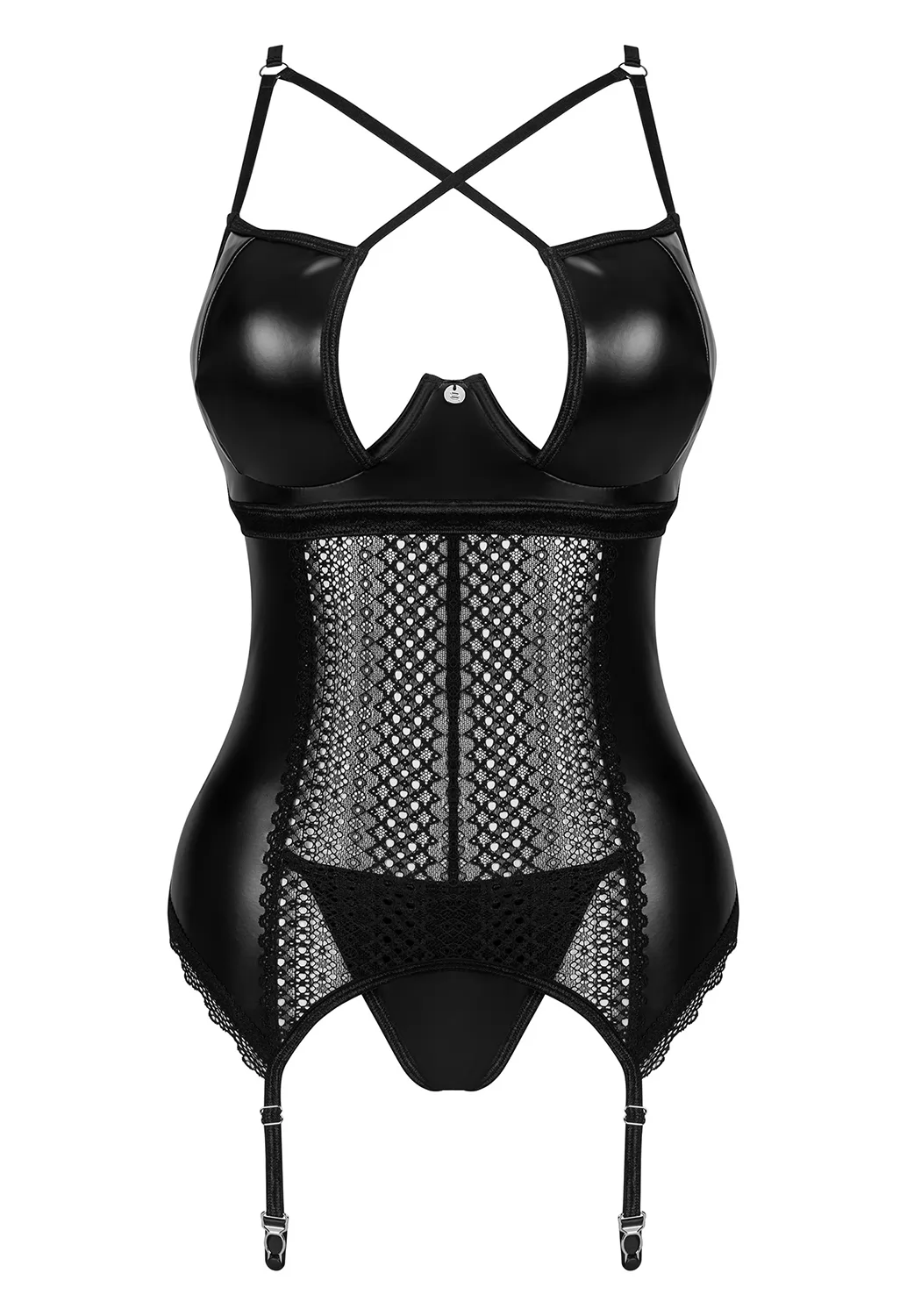 Norides false leather Basque and Thong