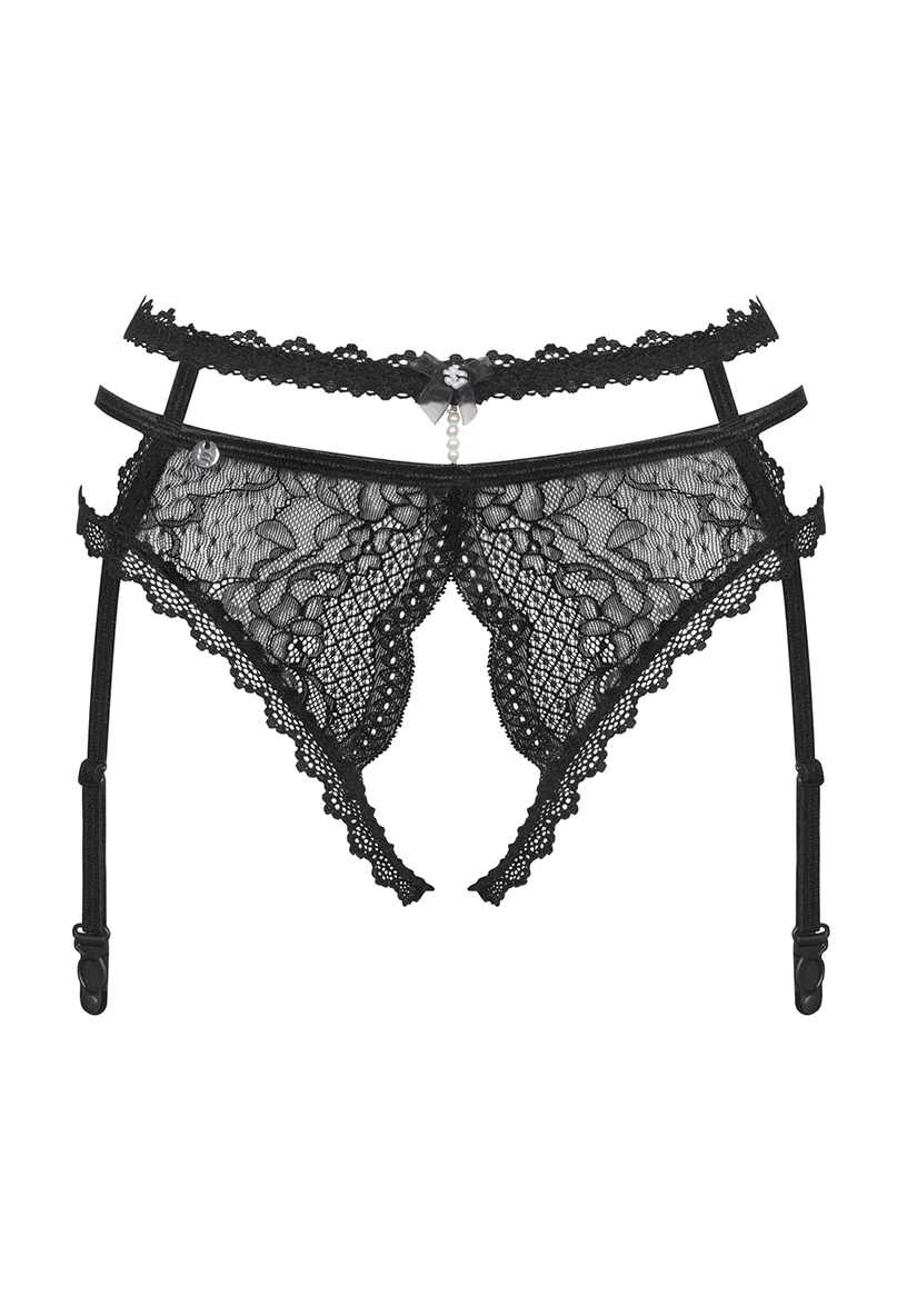 Pearlove Crotchless Suspender Brief