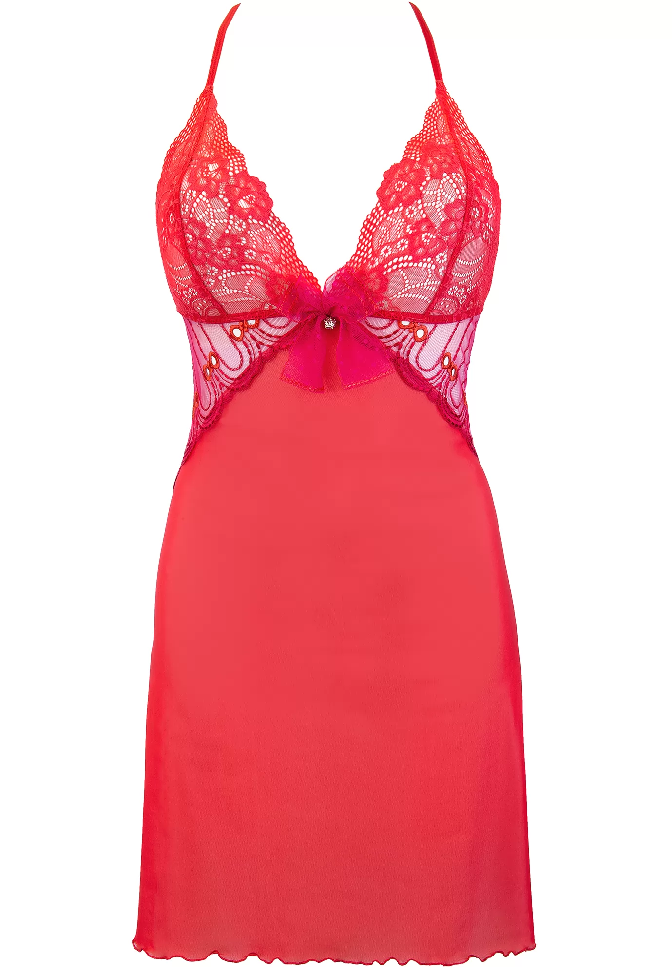 Pink babydoll lace neckline