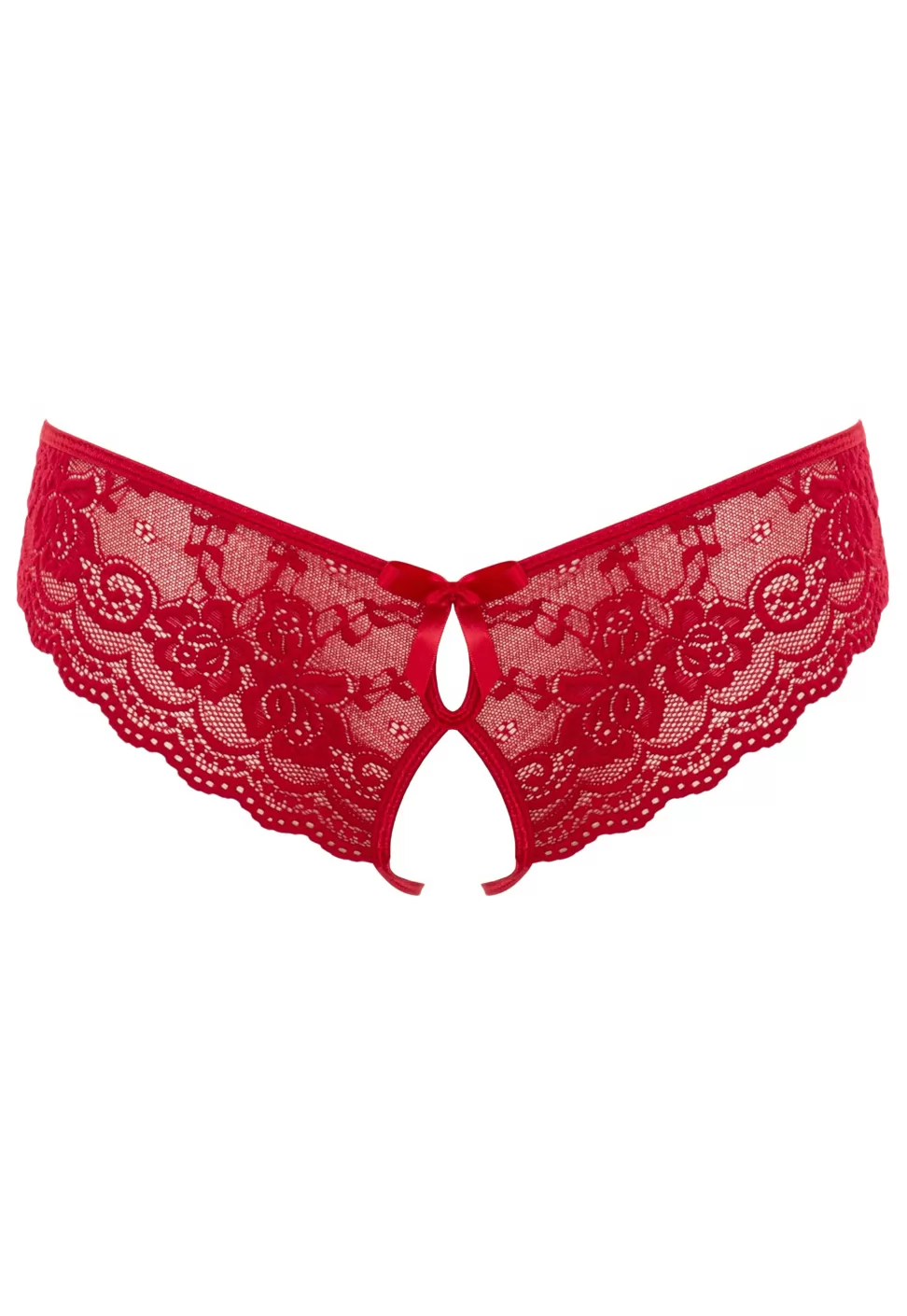 Red lace crotchless panties