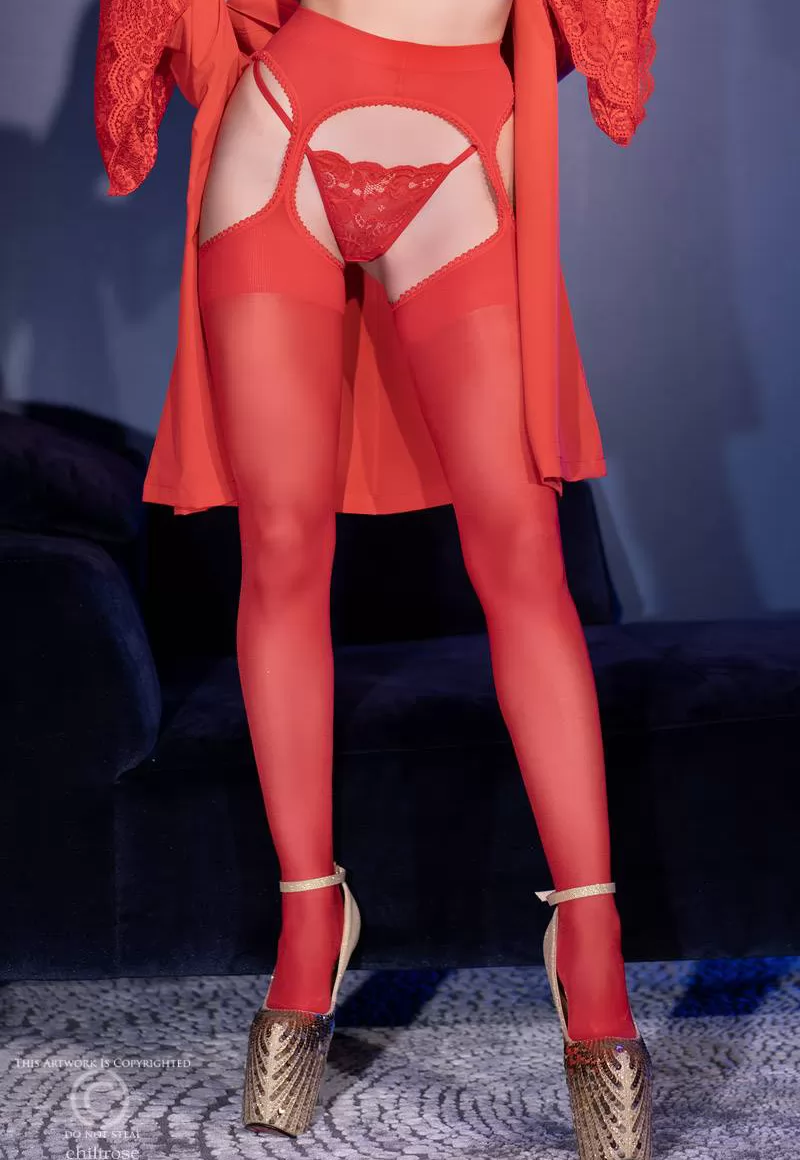 Red Open Crotch Tights