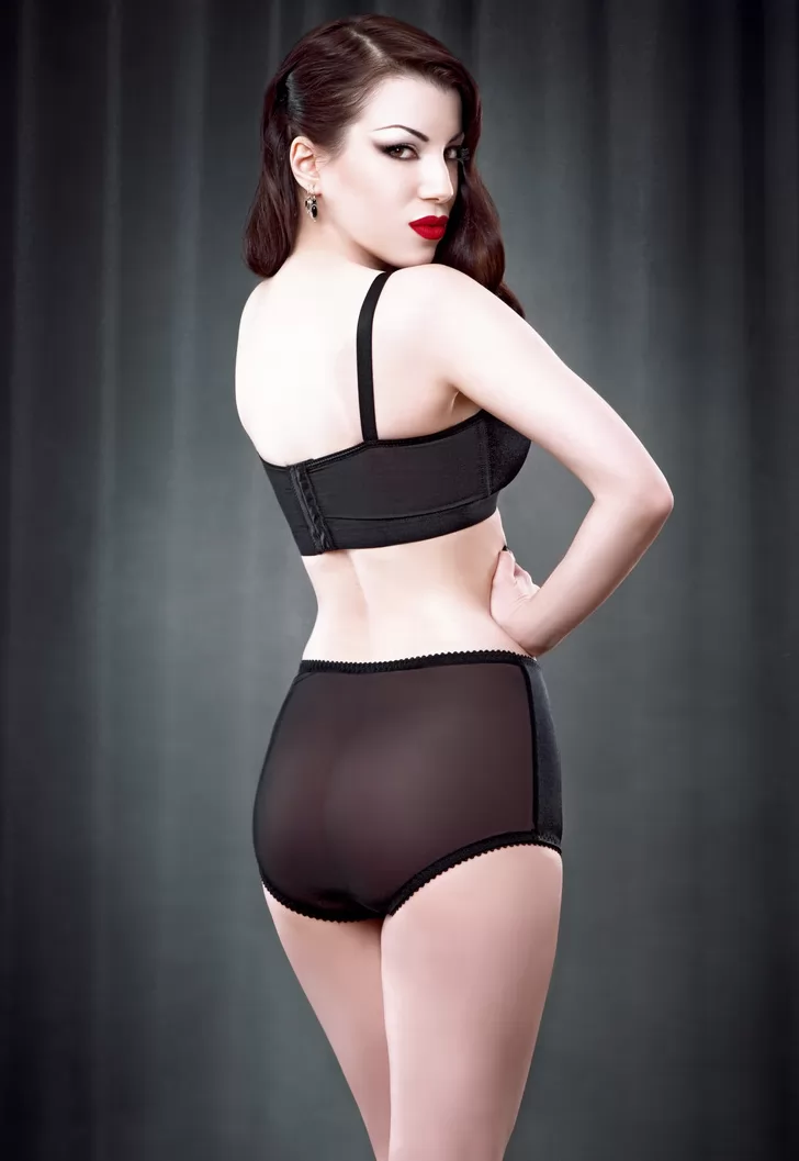 Van Doren Transparent back retro black panties