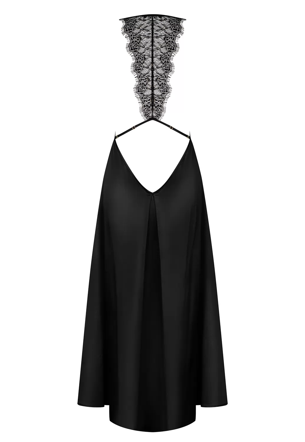 Agatya long black satin Dress