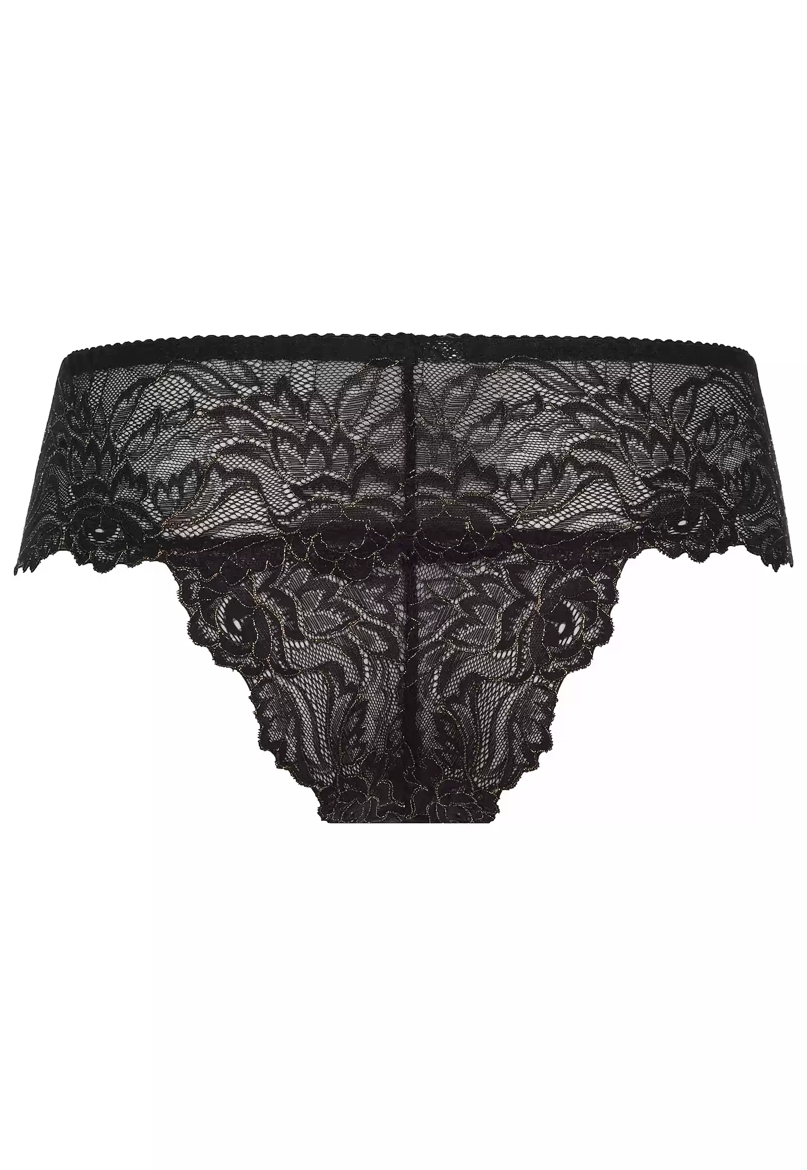 Black and gold lace Brazilian brief