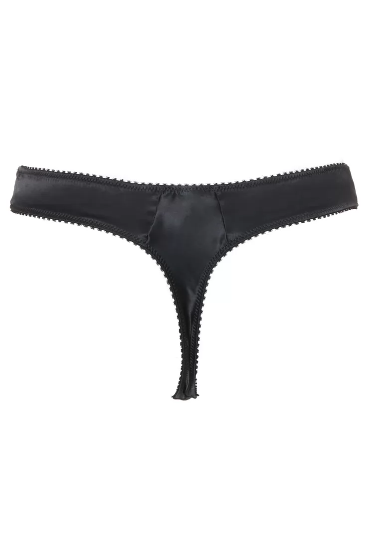 Black Swan black satin Thong