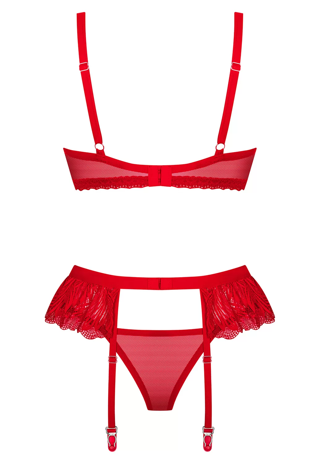 Chilisa red lingerie set with garter belt