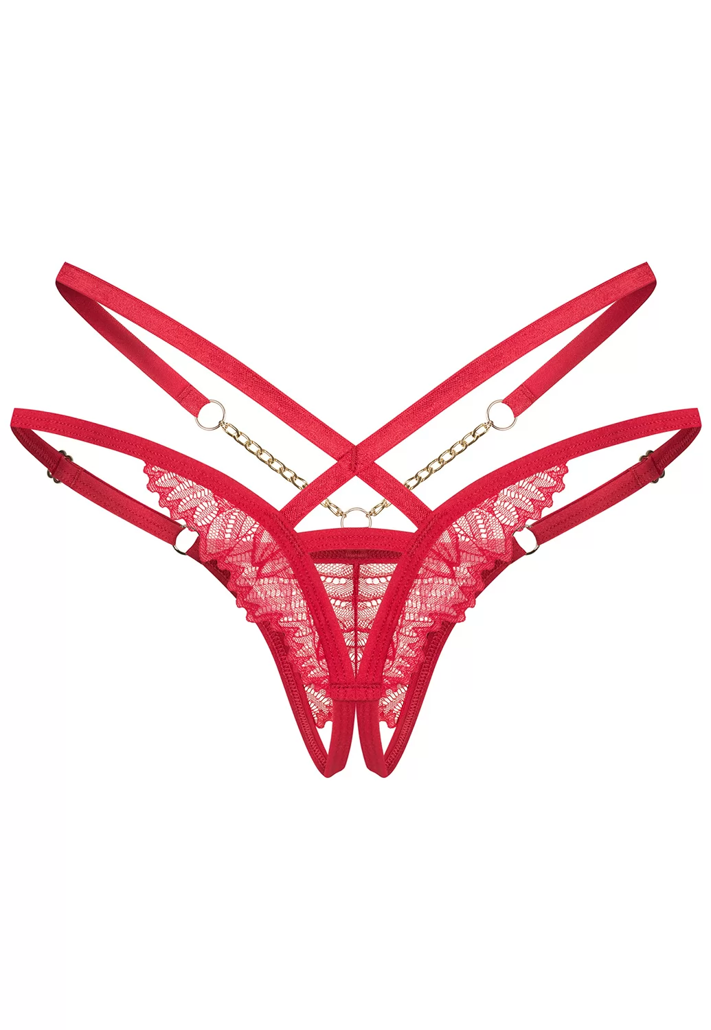 Matildea open crotch red thong