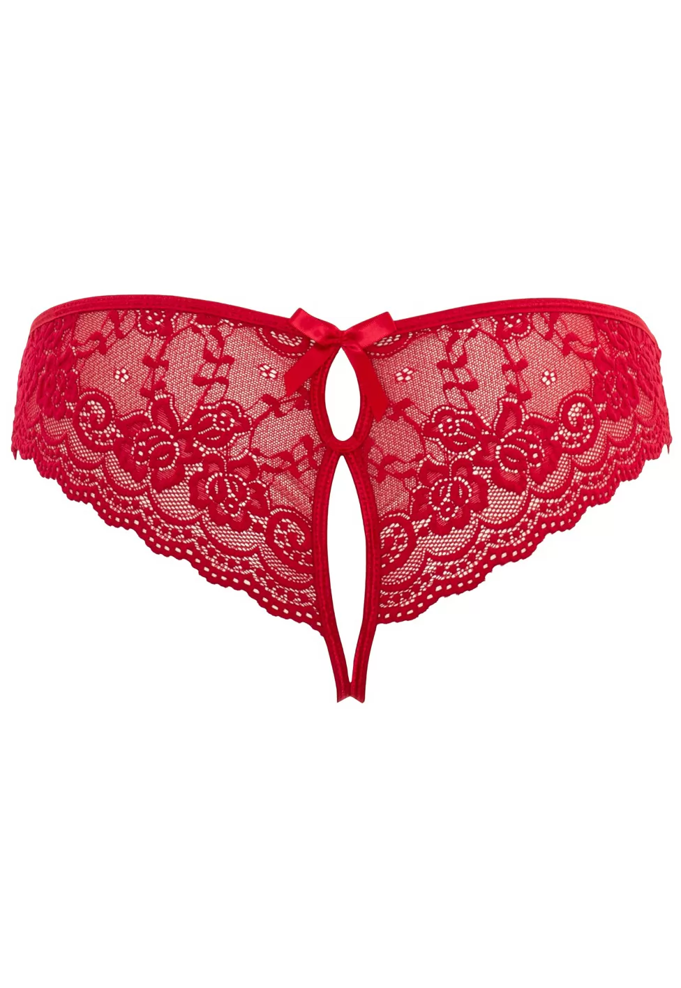 Red lace crotchless panties