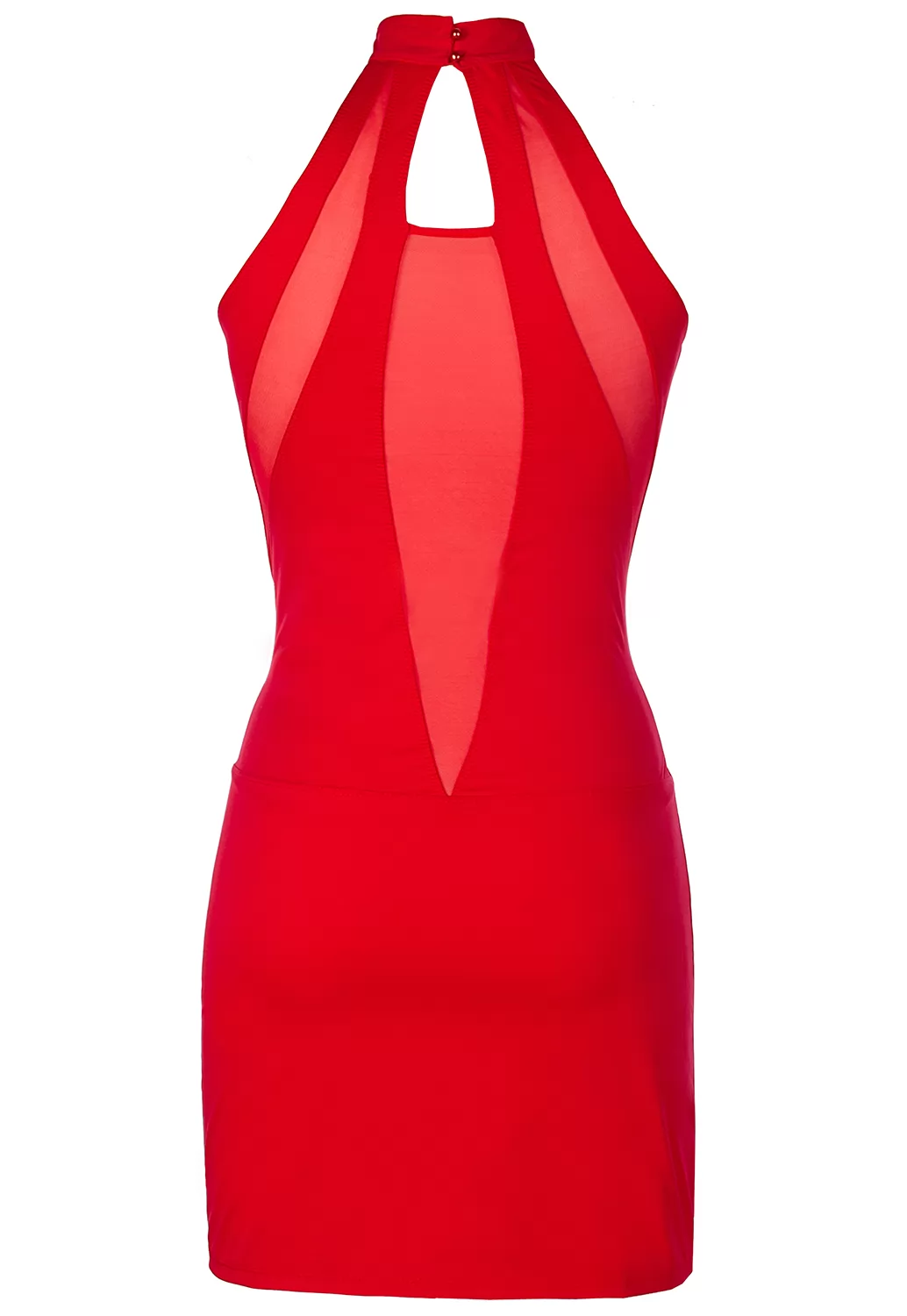 Sexy red dress with transparent neckline