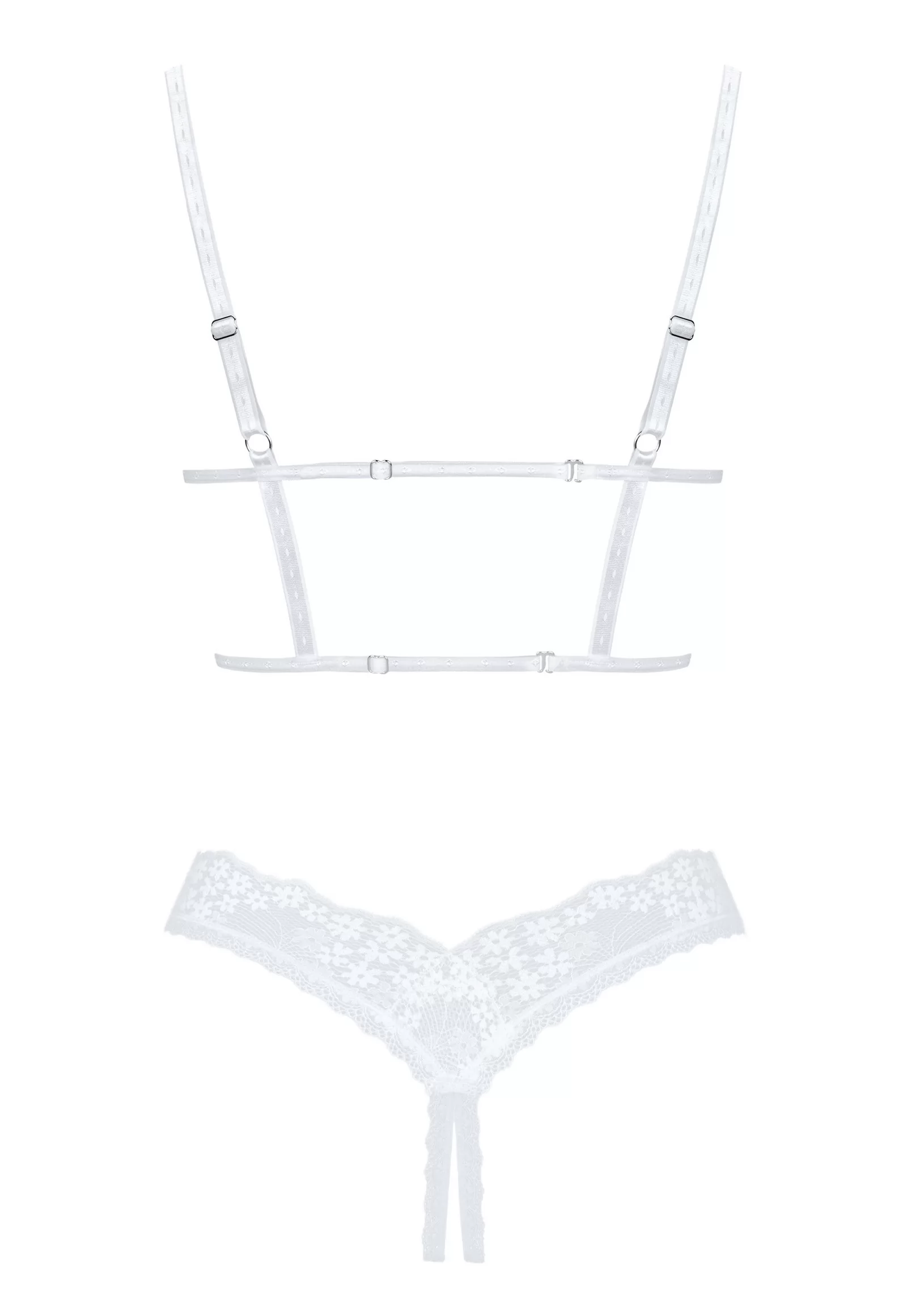 White shelf bra and crotchless thong Heavenlly