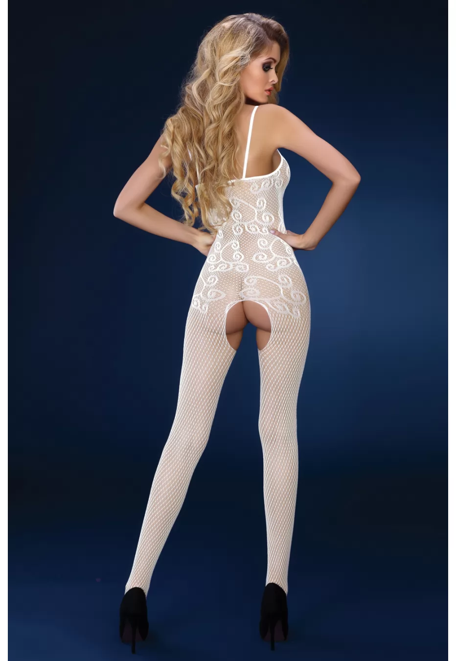 White tights Bodystockings with charming bow opening