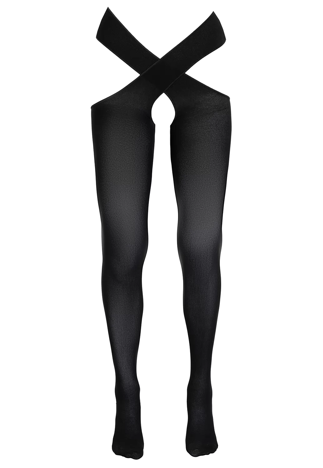 Black opaque crossover tights
