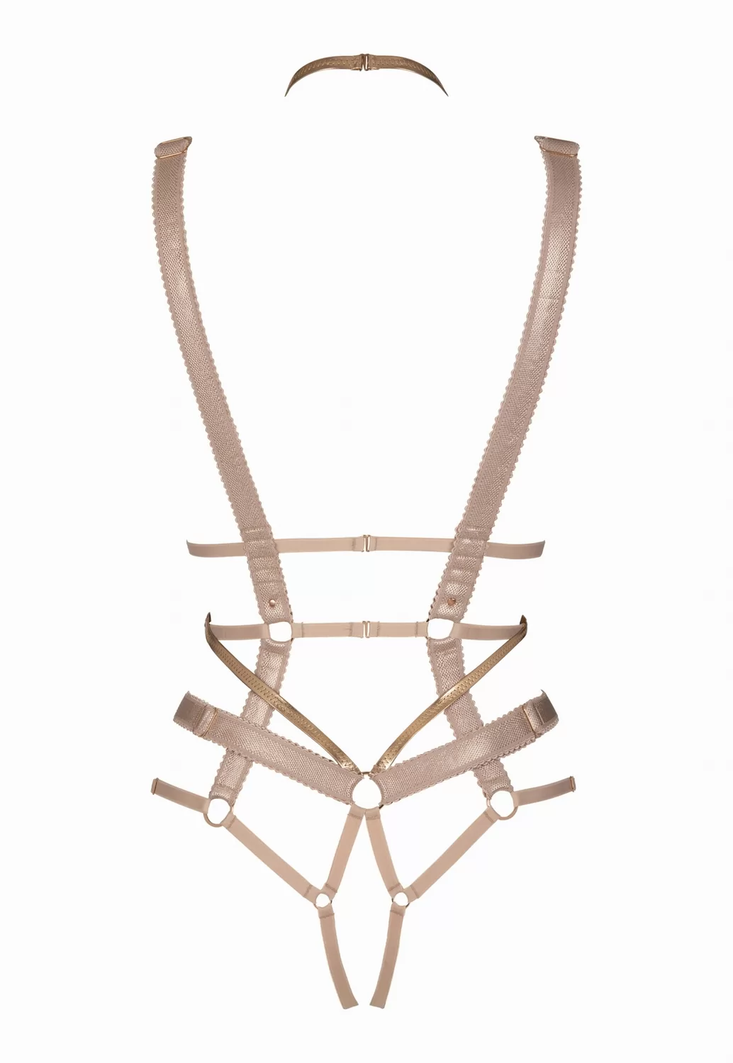 Ellen golden faux leather harness