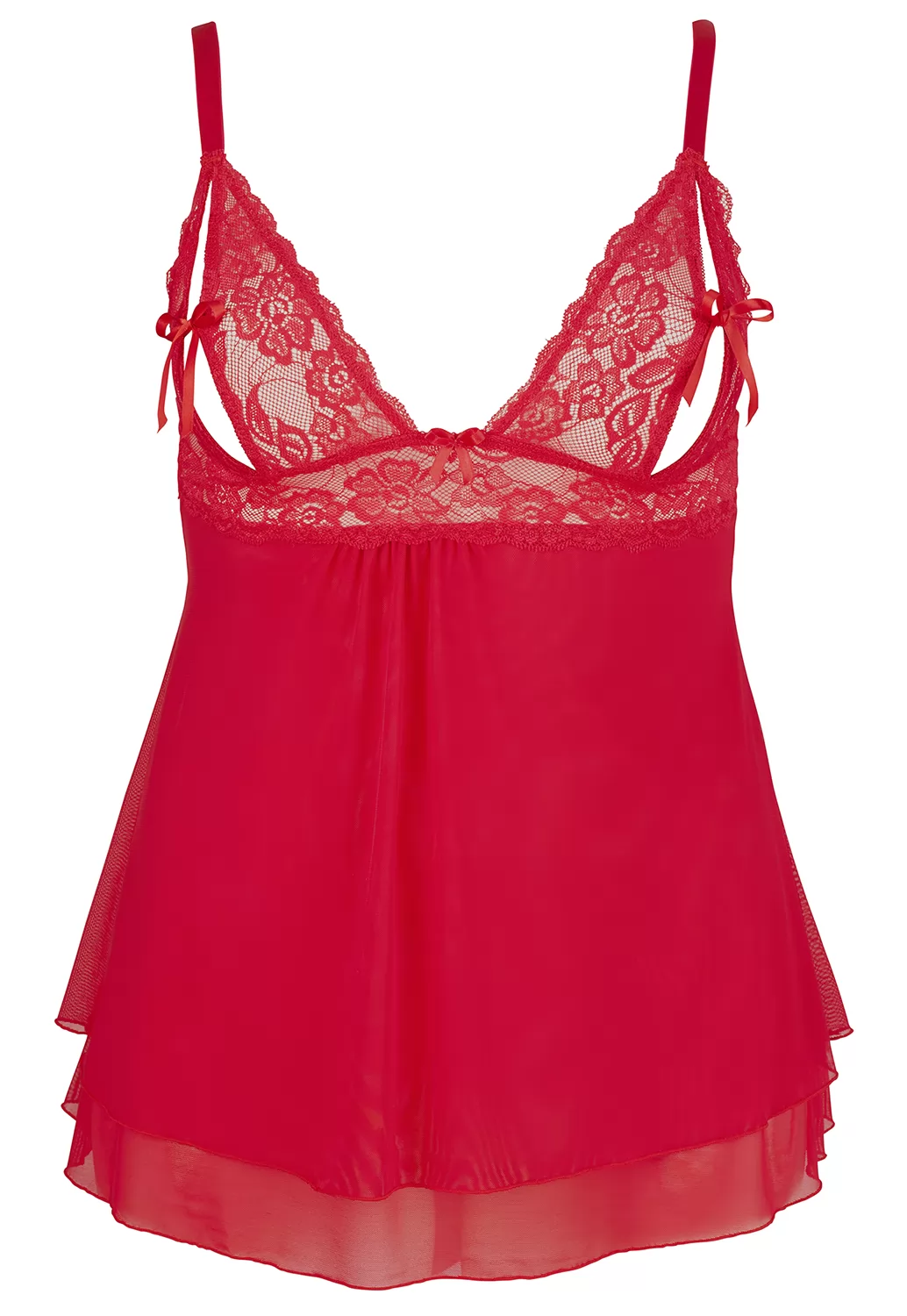 Plus size red babydoll with split cups