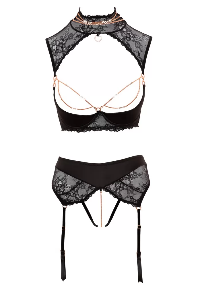 Sensual shelf bra and suspender belt