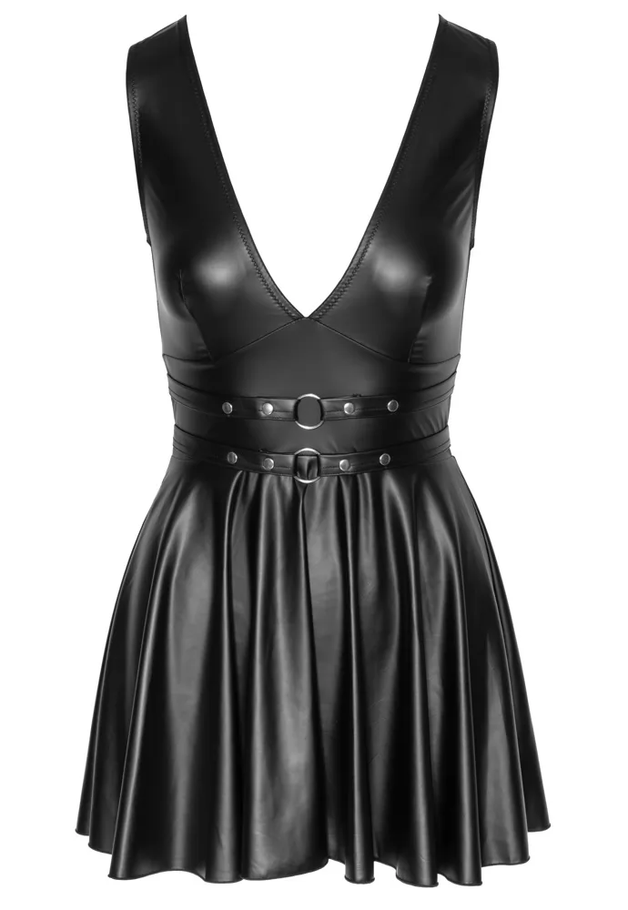 Sexy false leather Flared Dress