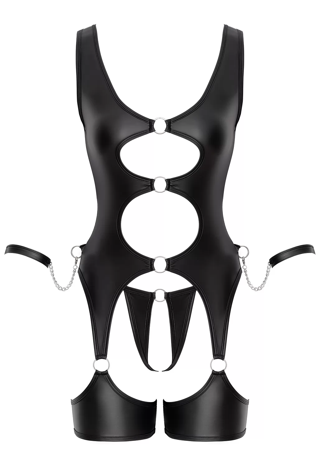Sexy fetish cutouts basque and thong