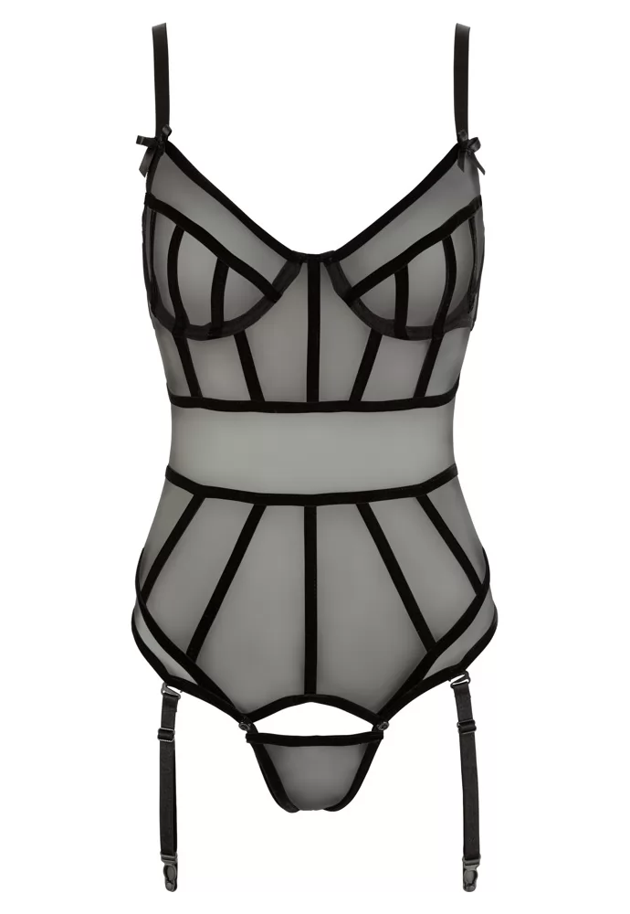 Black removable thong suspender bodysuit