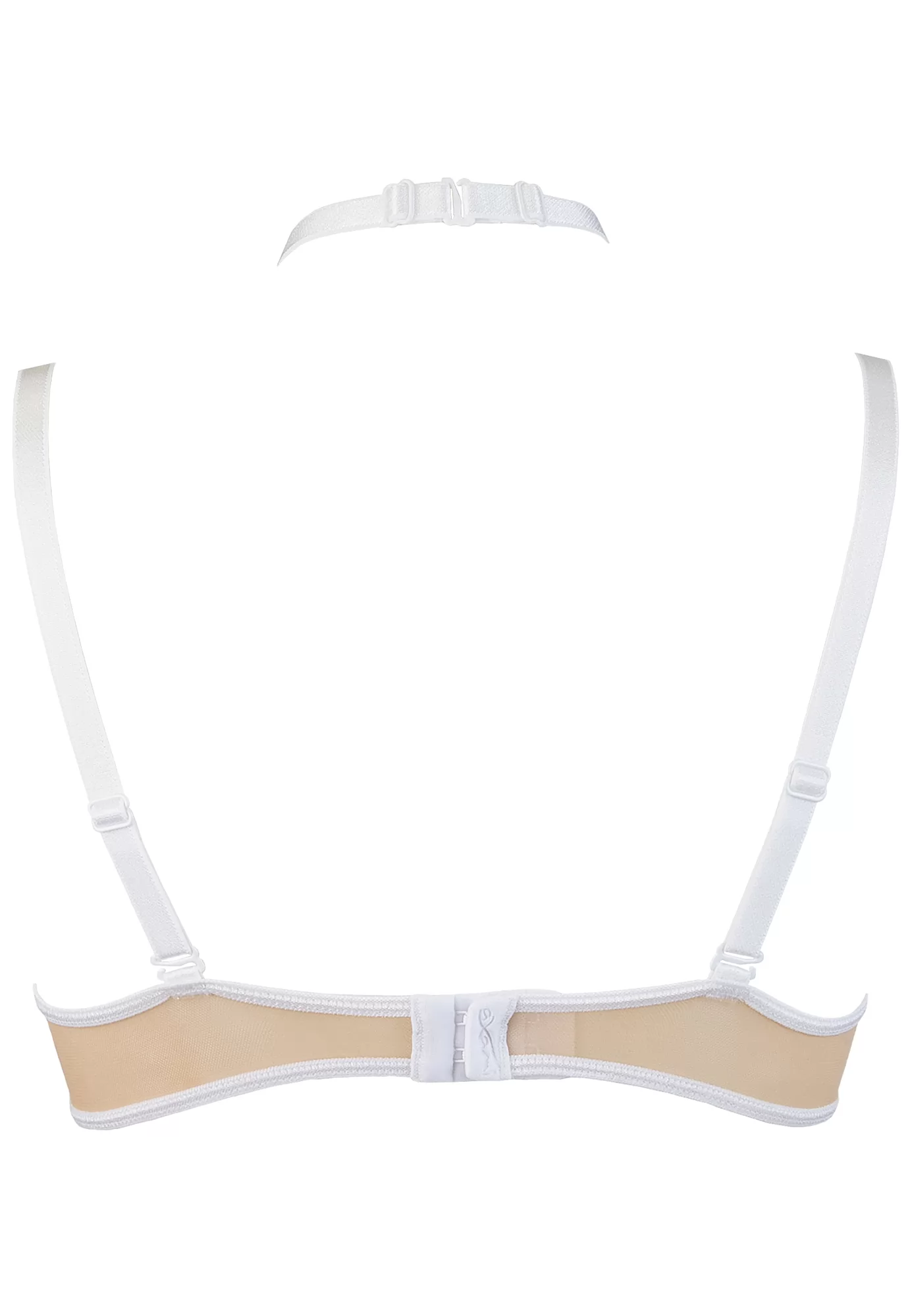 Embroidered white shelf bra beige tulle