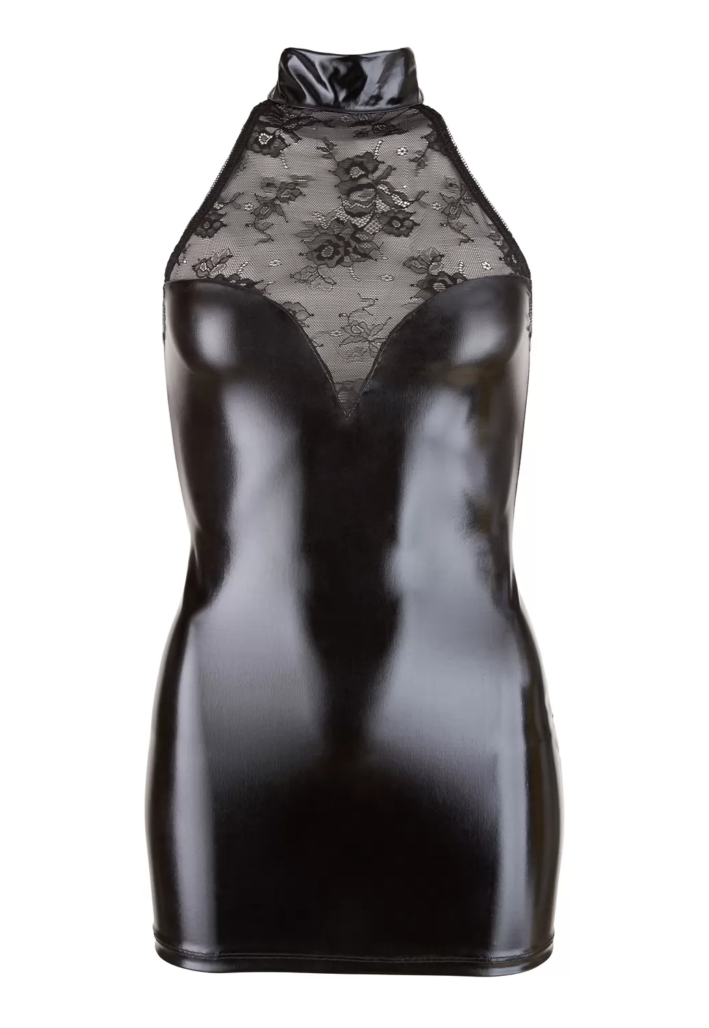 Strapless false leather sweetheart neckline dress