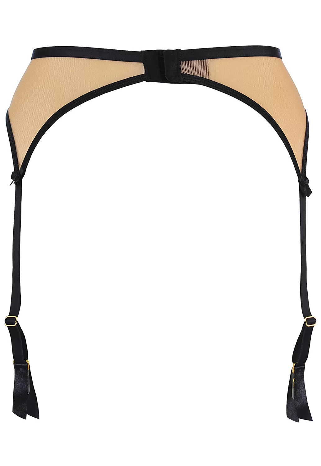Transparent tulle black beige Suspender Belt