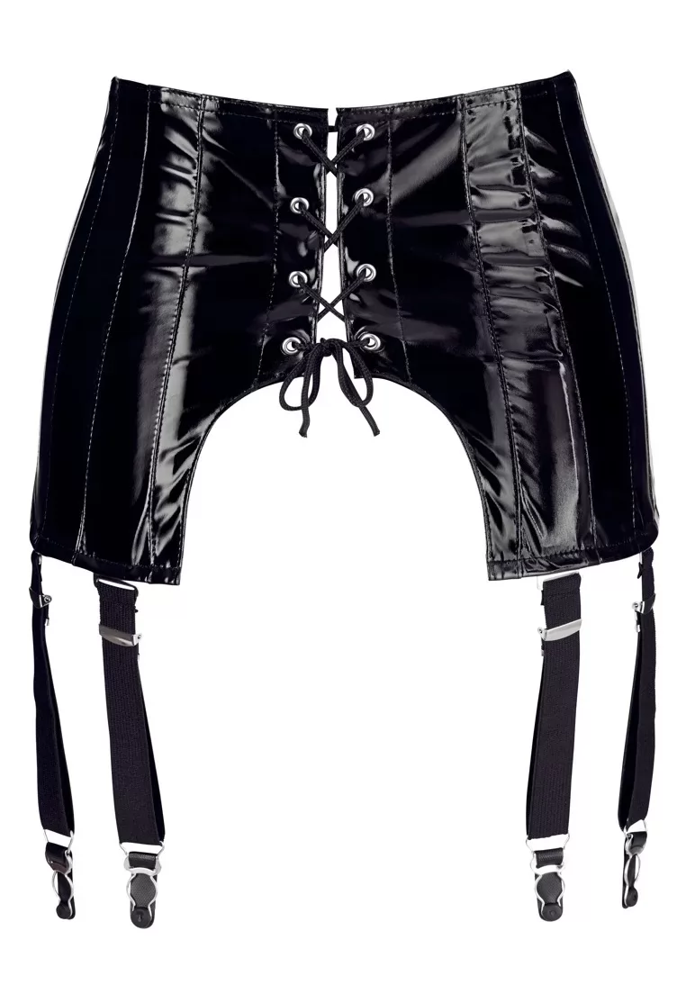 Black vinyl garter belt 10 straps