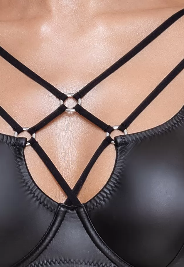 False leather bra and thong set