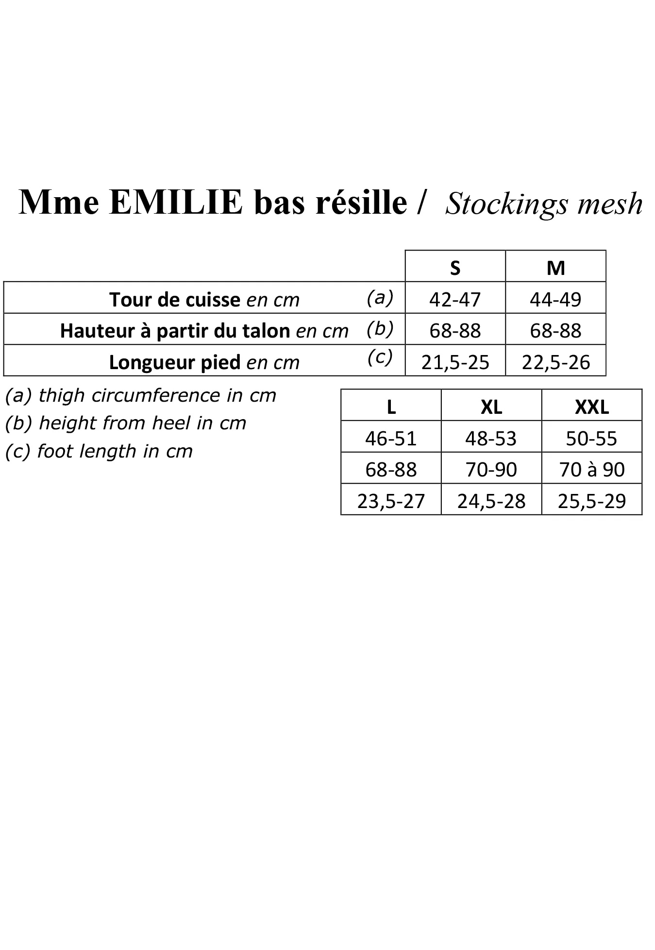 Mme EMILIE mesh stockings XY