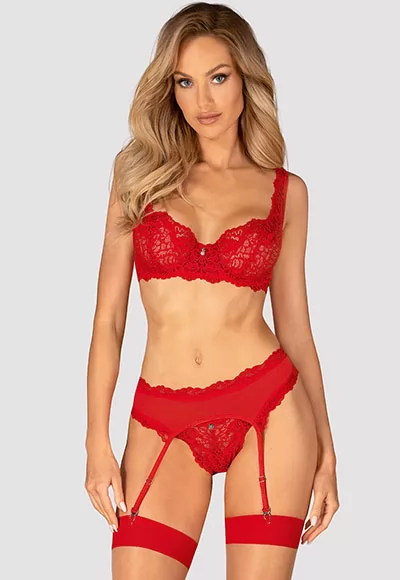 Vous avez toujours rêvé d'une lingerie en dentelle sensuelle et aux détails séduisants ? L'ensemble de lingerie Amor Cherris réalisera certainement vos rêves ! Une dentelle florale magnifique recouvre le soutien-gorge et la culotte, ce qui accentuera de manière tentante la silhouette d'une femme et assurera son confort.  Un caractère raffiné...