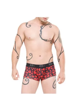 Boxer tete de mort rouge en lycra. Un boxer résolument dans la tendance. Boxer disponible en taille S, M, L ou XL.