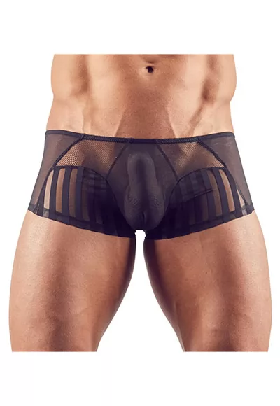 Rayures sexy ! Boxer moulant composé de 3 matériaux excitants. La conception à rayures effrontées rend le look parfaitement provocant. Ce boxer transparent pour homme est également merveilleusement extensible et parfaitement ajusté. 90% polyamide, 10% élasthanne. 1 pièce