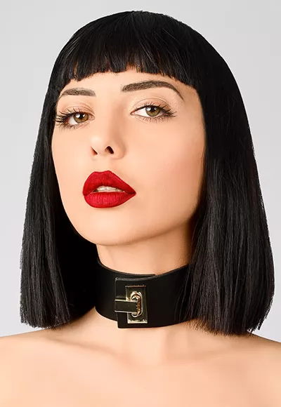 Clasp Choker Cuir Noir ELF Zhou