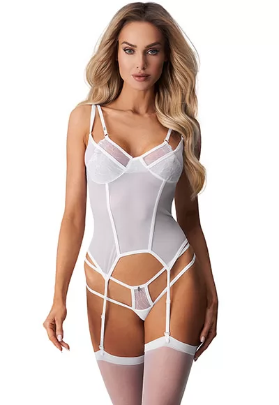 Corset blanc Arrowel à jarretelles