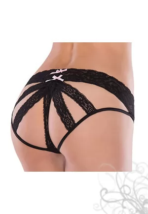 Culotte ouverte sexy à lanières noire