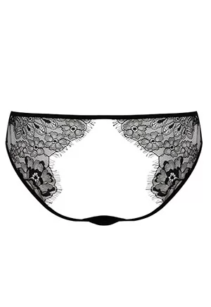 Culotte fesses nues Meteorite en Dentelle sur tulle nude, Perle d'eau douce et éléments dorés. Gousset en coton à l'entre jambe. 1 pièce.  E.L.F ZHOU London est une marque érotico-chic luxueuse d'un nouveau genre, confectionnant avec précision des pièces exceptionnelles incarnant la séduction, la féminité et l'érotisme.