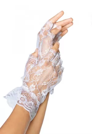 Gants courts en dentelle et ouverts à la façon des mitaines. Très chics, ces gants à collerette se déclinent en noir ou blanc. Un accessoire de mode pour un cocktail, un mariage, une soirée d'exception... Taille unique..<br />  <br />Ces mitaines existent en blanc ou noir.<br /><span style='color: red'>choisissez la couleur des mitaines</span...