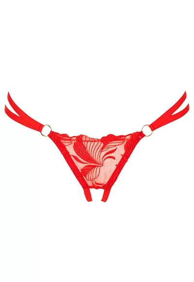 Libertine String ouvert rouge