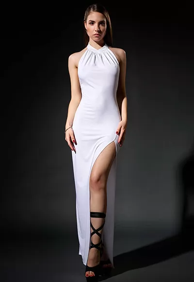 Mina robe longue blanche dos nu